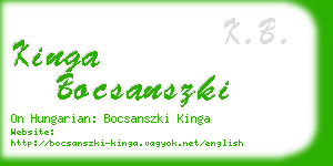 kinga bocsanszki business card